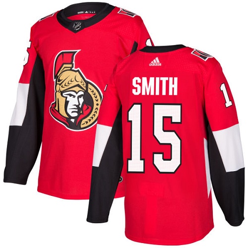 Adidas Senators #15 Zack Smith Red Home Authentic Stitched NHL Jersey